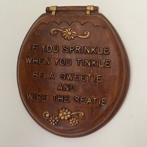 Vintage funny bathroom art ceramic wall hanging